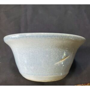 Hand Thrown Art Pottery Bowl Blue and Grey Glazed Signed‎ 5" Wide Stoneware